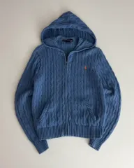 ポロラルフローレン レディース ケーブル フード ニット ジップアップ