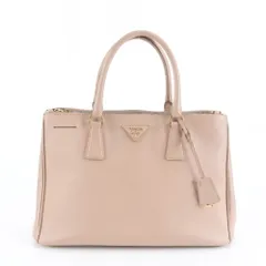 極美品 プラダ ガレリア サフィアーノ レザー 三角ロゴ トート バッグ 肩掛け ショルダー ハンド ベージュ レディース MRE DK23-5【中古】