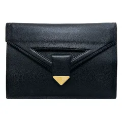 YVES SAINT LAURENT　イヴサンローラン　バッグ　クラッチ　ミニバッグ　レザー　ゴールド金具　ヴィンテージ　ブラック