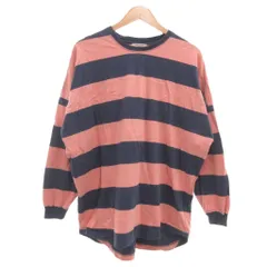フリークスストア FREAKS STORE 長袖Tシャツ F 桃 ピンク 紺 ネイビー ストライプ柄 クルーネック 長袖 /ML ■GY66