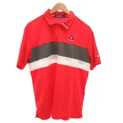 ルコックスポルティフ le coq sportif ポロシャツ カットソー ゴルフ ウエア LL 赤 レッド ロゴ 半袖 ■GY66 /KR
