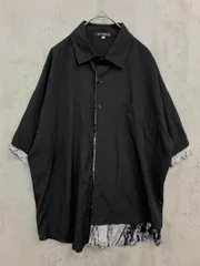 ELNERO エルネロ ink painting design fake two piece shirt 半袖 シャツ sizeL/黒  ■◆ メンズ