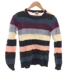 タケオキクチ TAKEO KIKUCHI セーター ウール 3 マルチカラー 紺 ネイビー ボーダー柄 クルーネック 長袖 /KR ■GY66