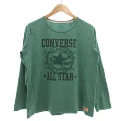 コンバース オリジナルス CONVERSE  ORIGINALS Tシャツ LL 緑 グリーン ロゴプリント ラウンドネック 長袖 /KB ■GY66