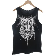 REFLEM レフレム タンクトップ F 黒 ブラック ノースリーブ スカルプリント ラウンドネック /ML ■GY12