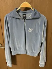 ADIDAS アディダス ハーフジップアップ ベロア スカイブルー トラックジャージ