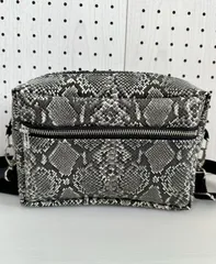 ハンドメイド＊ボックスショルダーM フェイクレザーグレーパイソン(1163)