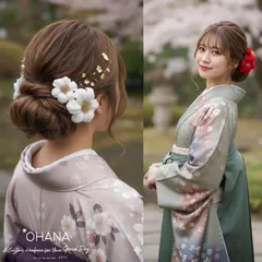 つまみ細工　髪飾り　成人式　結婚式　卒業式　七五三　ウェディング　和装　白無垢　振袖　袴　浴衣　ちりめん　OHANA