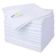 【送料無料】SINLAND マイクロファイバー クリーニングクロス 業務用タオル キッチン 掃除 洗車 吸水 速乾 クロス 12枚入 白い