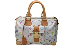 極美品 LOUIS VUITTON ルイヴィトン スピーディ30 ハンドバッグ M92643 モノグラム マルチカラー 村上隆 ホワイト 中古 4b011625