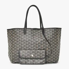 GOYARD ゴヤール サンルイPM バッグ トートバッグ STLOUIPMLTY50CL50P PVC レザー ヘリンボーン ブラック 美品 中古 4b011839