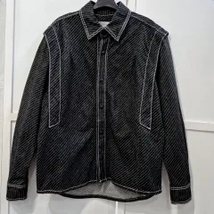 MAISON MINED メゾンミネド ストライプ ブラック デニム シャツ メンズ S