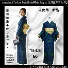 正絹 信州紬系 小紋 フルセット 幾何学文様 しつけ付き　未着用