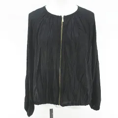 クロエンス cloenc ジャケット 薄手 カーディガン 2 黒系 ブラック シースルー 透け感 ジップアップ 無地 ブルゾン