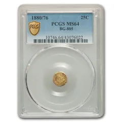 1880/76年インディアンラウンド25セント金貨 MS-64 PCGS (BG-885)