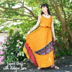 アンティークサリーのレイヤードドレス TIRAKITA(ティラキタ) / オールドサリー ワンピース マキシワンピース 