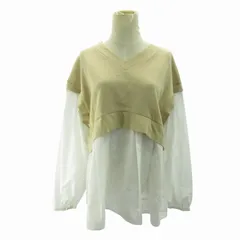 コラージュ ガリャルダガランテ COLLAGE GALLARDAGALANTE 美品 ポンチドッキングシャツ Vネック 長袖 CLZ1041306A0004 F ベージュ IBO70 0625