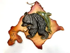 激レア　北海道　くま　熊　木彫り　天然木　壁掛け　インテリア　アンティーク　ヴィンテージ　昭和レトロ A8247A10