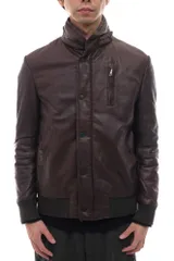 トゥモローランド／TOMORROWLAND ブルゾン ジャケット JKT アウター メンズ 男性 男性用レザー 革 本革 ダークブラウン 茶 ブラウン  63-08-74-082 07 中綿 リブ フード付き
