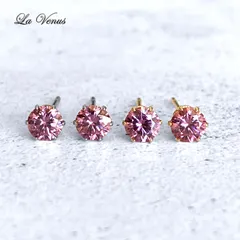 ✴︎月影に残る薔薇の光✴︎ つけっぱなしOK 奇跡の宝石 パープルピンク モアサナイト 一粒 ピアス 4mm 宝石質 AAA 316 サージカルステンレス 両耳用 スタッド