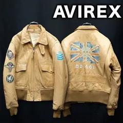 AVIREX G-1 レザーフライトジャケット ペイント＆ワッペン Mサイズ 羊革 6161015 G1 A-2 A2 ナチュラル タン ミリタリー