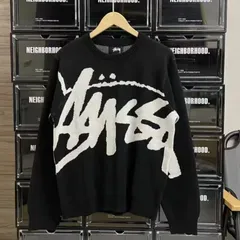 スツーシー新品未使用 STUSSY 2022クラシックモデル羊毛セーター 大きなロゴルーズフィットプルオーバー丸首手編みルーズニットセーター 男女兼用