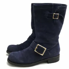 ジミーチュウ／Jimmy Choo エンジニアブーツ シューズ 靴 レディース 女性 女性用 スエード スウェード レザー 革 本革 ネイビー 紺  142BIKER バイカー プレーントゥ 定番