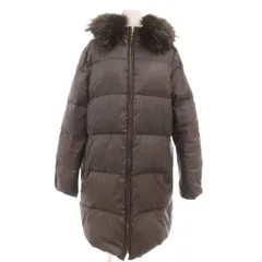 ナノユニバース nano universe 西川ダウン ダウンコート ファー ミドル丈 38 茶 ブラウン /YJ ■YHS13