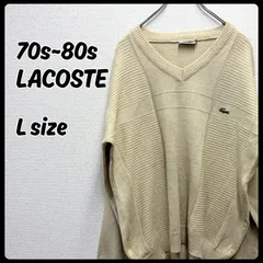 70s LACOSTE ラコステ ヴィンテージ フランス製 ニット セーター Lサイズ 古着 メンズ