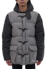 ケープハイツ／Cape HEIGHTS ダウンジャケット JKT アウター メンズ 男性 男性用ウール 毛 グレー 灰色  Landis WOOL バイカラー フード付き 中綿