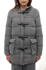 ケープハイツ／Cape HEIGHTS ダウンコート ダウンジャケット JKT アウター レディース 女性 女性用コットン 綿 キャンバス グレー 灰色  Dalmeny Long Duffle Coat ダルメニー ダッフルコート フード付き