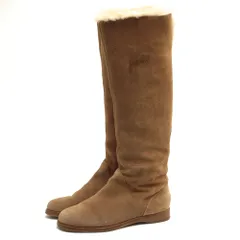 ジミーチュウ／Jimmy Choo ロングブーツ シューズ 靴 レディース 女性 女性用スエード スウェード レザー 革 本革 ブラウン 茶  102YAZZ ファー 毛皮 プレーントゥ