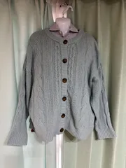 1639.MIMI MEMETEケーブル編みニットカーディガン フリーサイズ☆