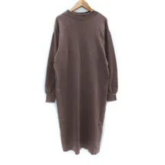 アーバンリサーチ ドアーズ URBAN RESEARCH DOORS ニットワンピース ロング丈 長袖 モックネック M モカブラウン /SM5