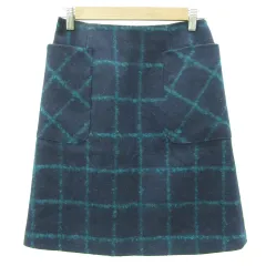 クミキョク 組曲 KUMIKYOKU フレアスカート ひざ丈 グラフチェック柄 1 ネイビー 紺 /YM13