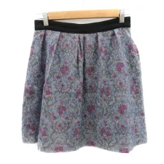 ジルスチュアート JILL STUART フレアスカート ギャザースカート ミニ丈 花柄 2 マルチカラー 紺 ネイビー /YK2