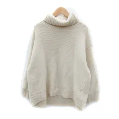 グローバルワーク GLOBAL WORK ニット セーター 長袖 タートルネック 無地 オーバーサイズ M オフホワイト /SY44