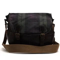 ラルフローレン／RALPH LAUREN バッグ ショルダーバッグ 鞄 メンズ 男性 男性用 コットン 綿 キャンバス レザー 革 ブラック 黒  ブラックウォッチ柄 メッセンジャーバッグ