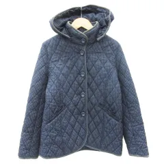 ビームスハート BEAMS HEART キルティングジャケット ミドル丈 フード付き ドット柄 0 ネイビー 紺 /YM5