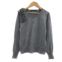 グリーンレーベルリラクシング ユナイテッドアローズ green label relaxing ニット カットソー 長袖 ラウンドネック フリル 40 L グレー /YS10