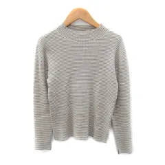 エニィスィス エニシス anySiS ニット カットソー 長袖 ハイネック ボーダー柄 2 グレー オフホワイト /SY36