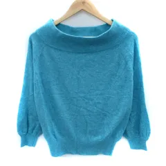 エニィファム anyFam ニット セーター 長袖 ハイネック F 水色 ライトブルー /SM1