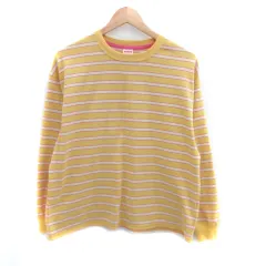 ニコアンド Niko and.. Tシャツ カットソー ラウンドネック 長袖 ボーダー柄 オーバーサイズ M マルチカラー 黄色 イエロー /HO53