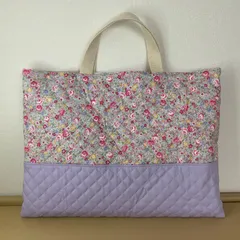 入園入学準備　りんりんのハンドメイド　レッスンバッグ　通園バッグ　絵本袋　キルティング　お花柄