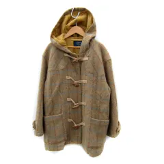 キース KEITH ダッフルコート ミドル丈 フード付き チェック柄 マルチカラー ベージュ /SY2