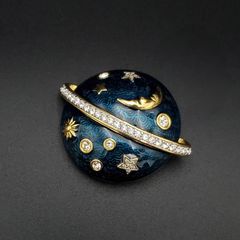 スワロフスキー ブローチ プラネット クリアブルー 惑星 スター 土星 スワロフスキー ブローチ プラネット クリアブルー 惑星 スター 土星