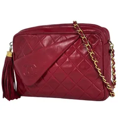 シャネル CHANEL ココマーク フリンジ チェーン ショルダーバッグ マトラッセ タッセル ショルダーバッグ レザー レッド レディース 【中古】