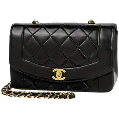 シャネル CHANEL ダイアナ マトラッセ シングルフラップ チェーン ショルダーバッグ ココマーク ショルダーバッグ レザー ブラック A01164 レディース 【中古】