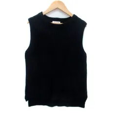 エニィファム anyFam ニット セーター ラウンドネック ノースリーブ 無地 2 M 紺 ネイビー /HO52