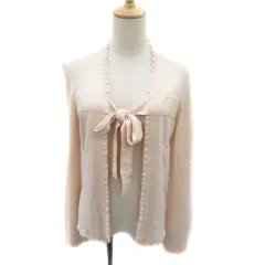 トゥービーシック TO BE CHIC カーディガン ミドル丈 前開き リボン シルク カシミヤ混 2 ライトピンク /YK27